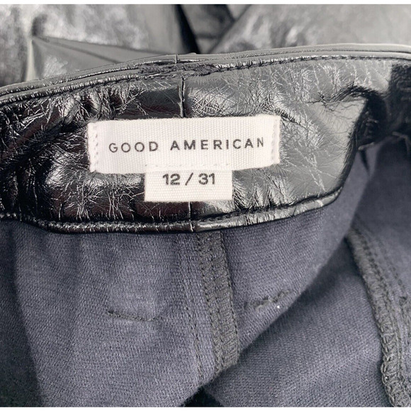 Good American GOOD CLASSIC TEXTURED VINYL PANTS Black 12/31 - Picture 9 of 15